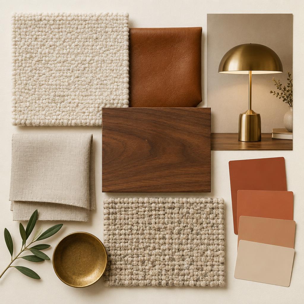Warm + Refined material board