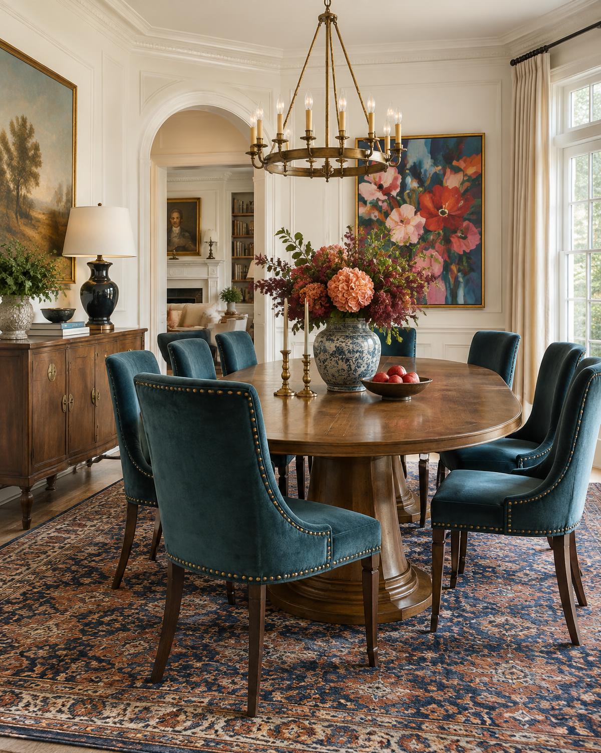 Vibrant transitional dining room